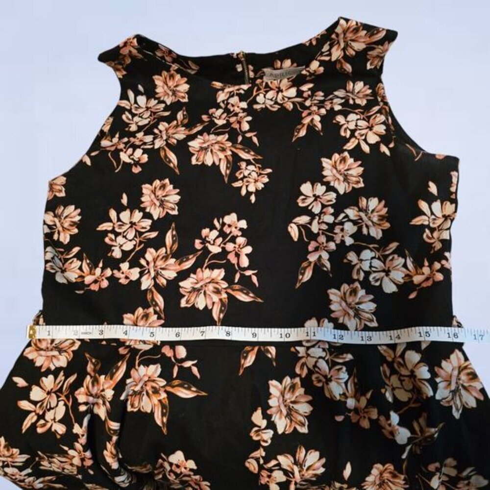 Apricot Black Floral Dress with Belt - Size‎ 10 - Picture 6 of 10